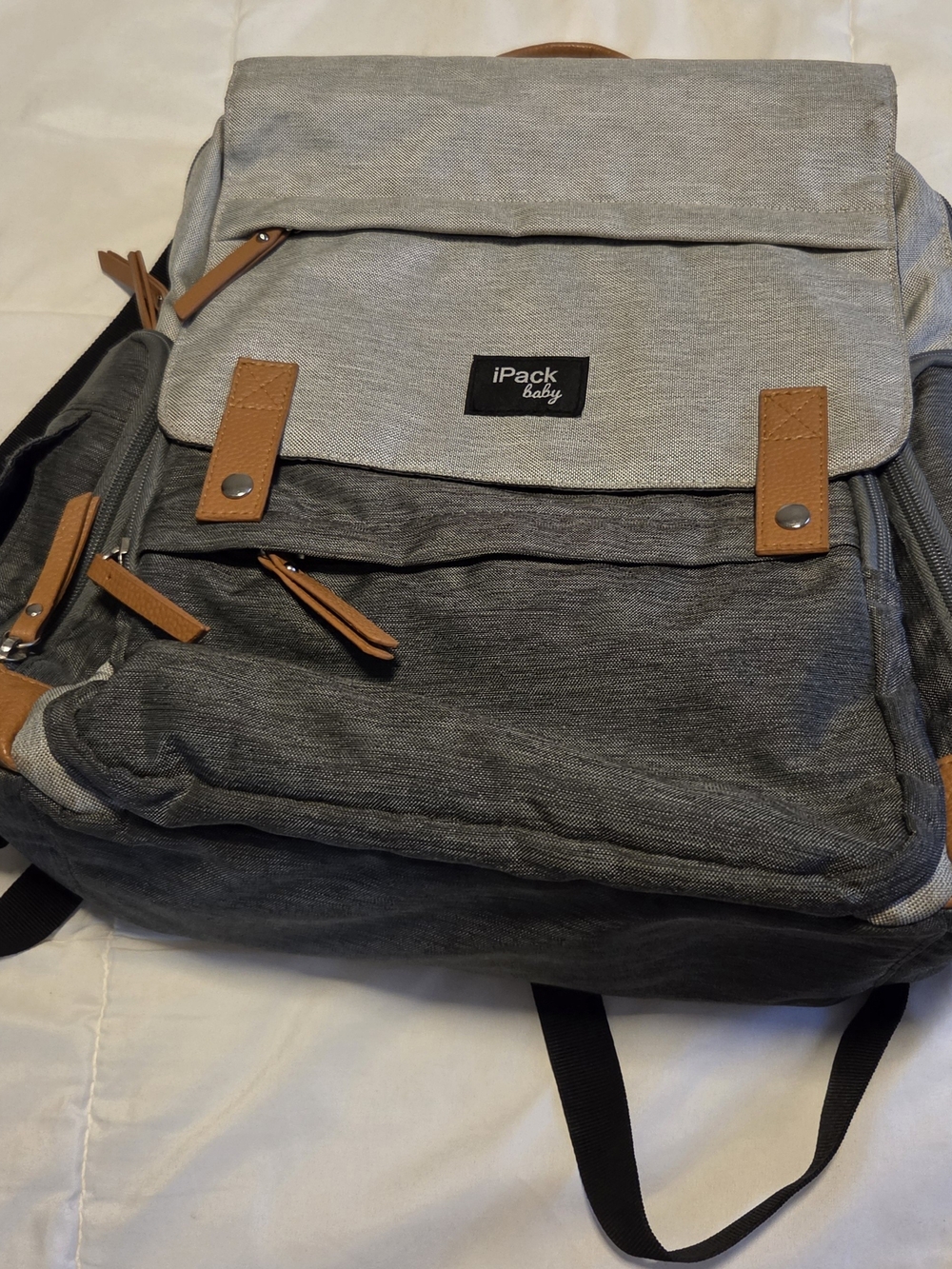 Two-Tone Gray Baby Backpack Tote